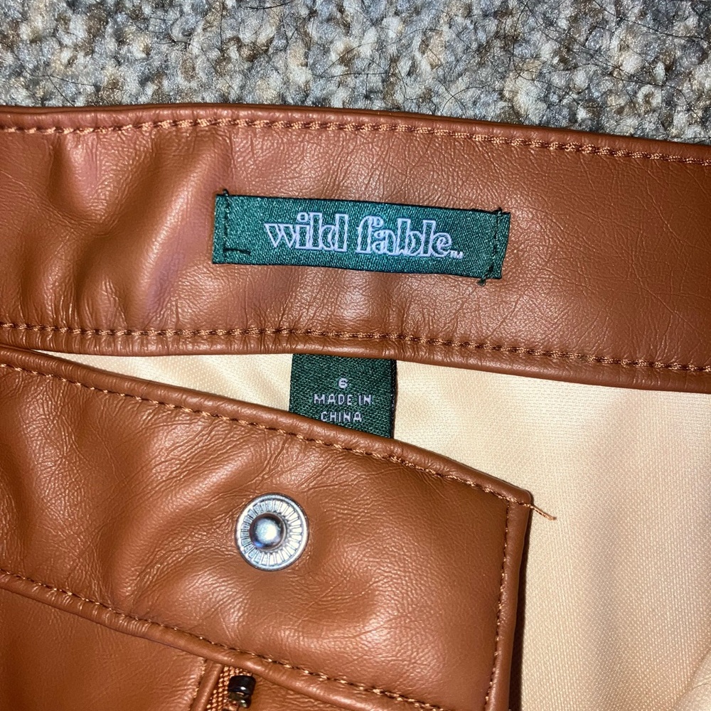 Wild Fable Brown Boot Cut Pants with Leather-Like Sheen